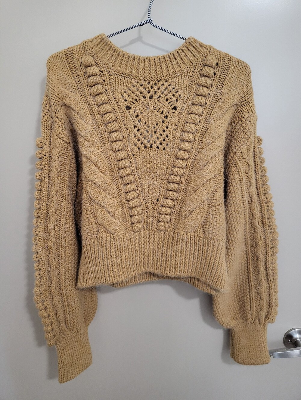 Anthropologie Cropped Chunky Cable Knit Sweater - Ochre